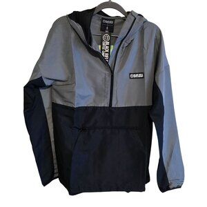 Black Rifle Coffee Company Windbreaker Jacket Hood & Zippered Pocket Gray Black